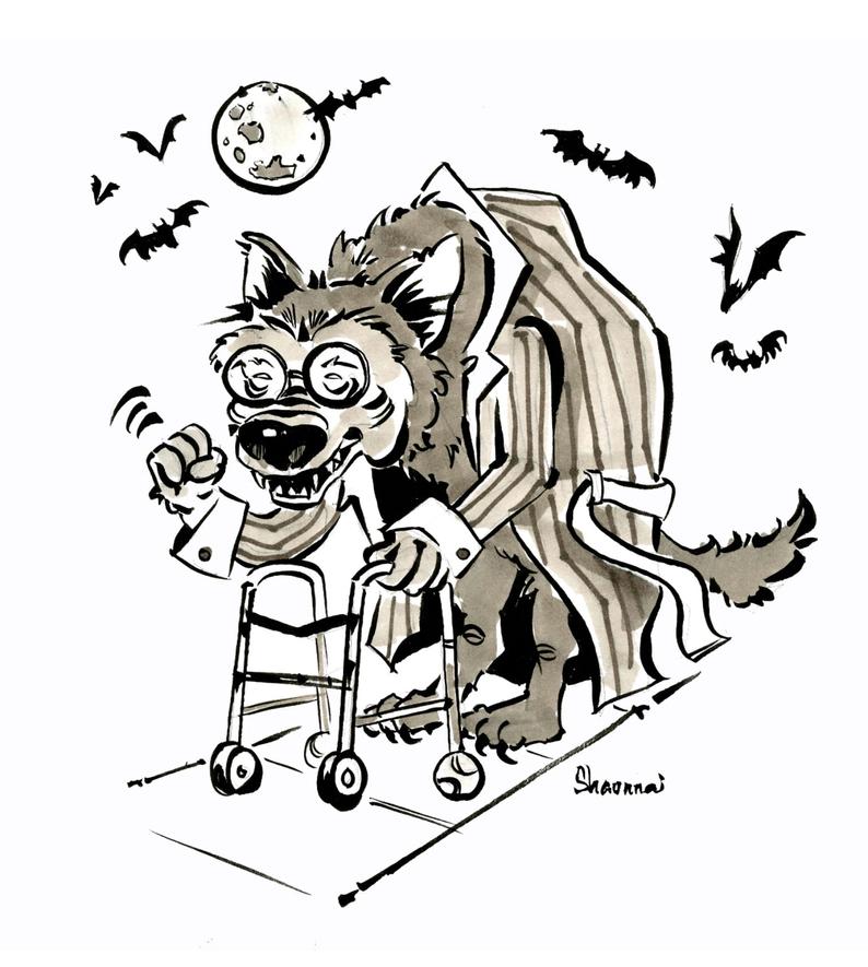 794x885 Grumpy Old Werewolf Drawing Etsy