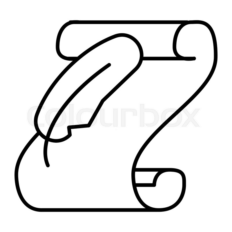 800x800 Roll Of Old Paper And Feather Thin Stock Vector Colourbox