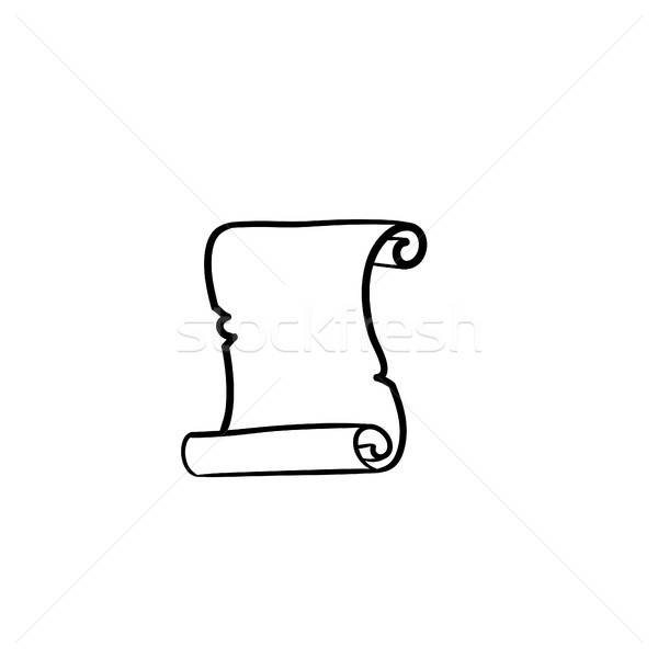 600x600 Scroll Of Old Paper Hand Drawn Sketch Icon Vector Illustration