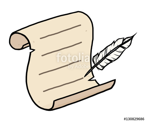 500x417 Feather Writing On Old Paper Cartoon Vector And Illustration