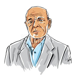 300x300 Hand Drawn Old Man Illustration On White Background, Grey Haired