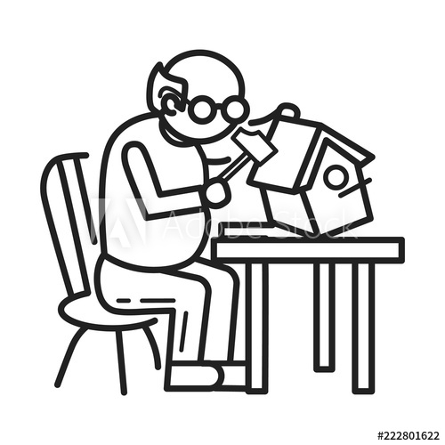 500x500 Old Person Wood Work Concept Background Outline Old Person Wood