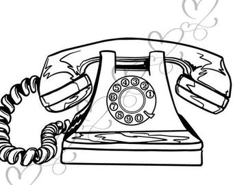 340x270 Old Phone Clipart Etsy