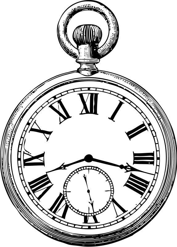 574x800 Pocket Watch Drawing Clipart Best