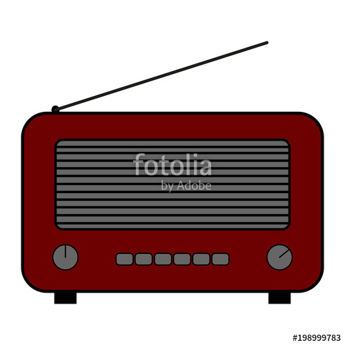 500x500 old and retro style radio flat style vector drawing dark red