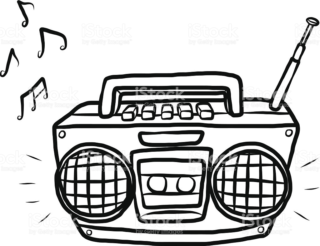 1024x788 Radio Drawing Black And White For Free Download