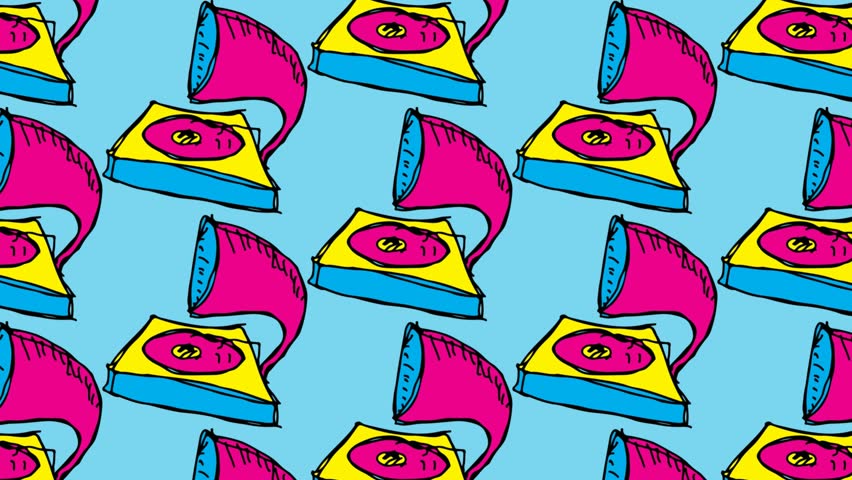 852x480 Vintage Record Player Drawing Stock Video Footage