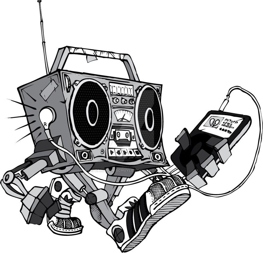 900x866 Boombox Old School Drawing