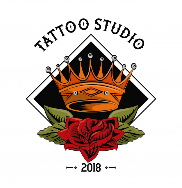 626x647 Old School Tattoo Crown And Flowers Drawing Design Vector