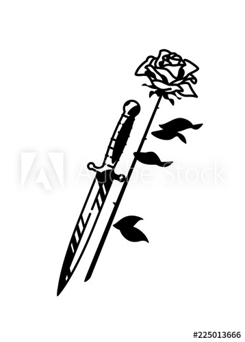 358x500 Tattoo Of A Dagger And Roses Vintage Tattoo In The Style