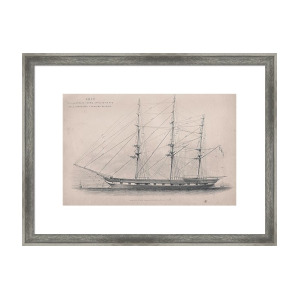 300x300 Drawing Of An Old Fashioned Ship Framed Print