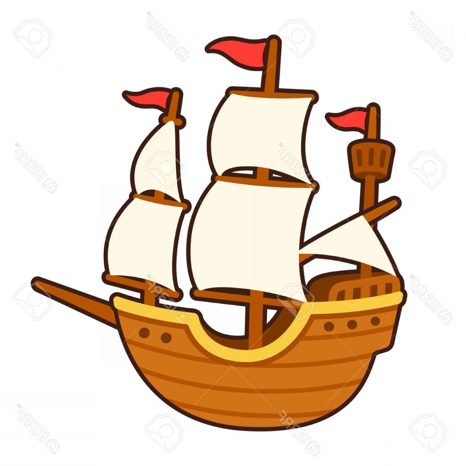 1560x1560 Photostock Vector Old Cartoon Ship Drawing With White Sails