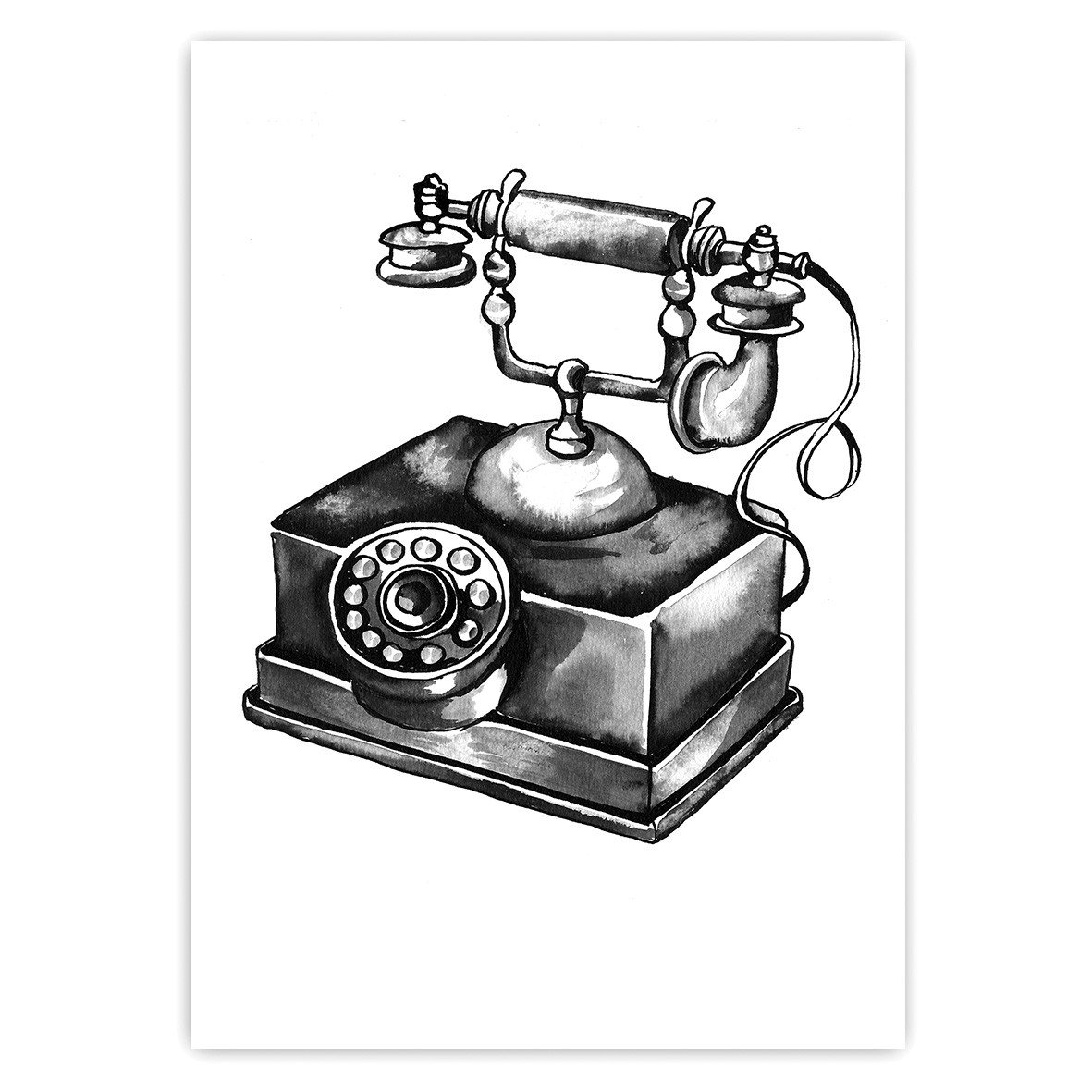 1181x1181 Old Telephone Stine Hvid Illustrations