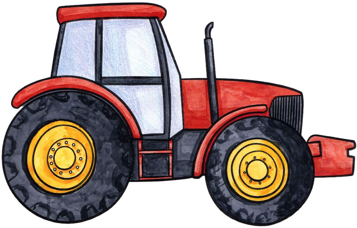 1200x766 How To Draw A Beautiful Red Tractor! Car Drawings, Tractor