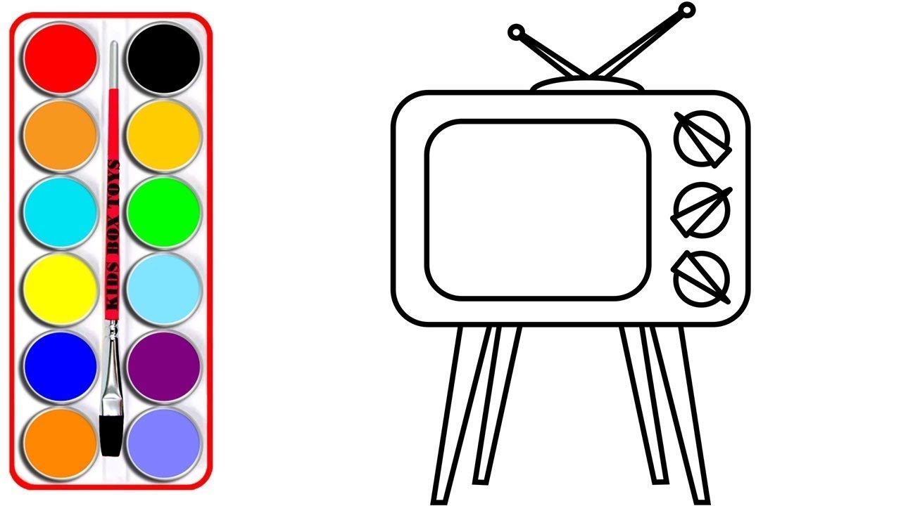 1280x720 How To Draw A Television Coloring Pages For Kids