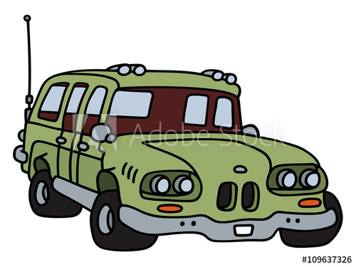 500x375 Old Station Wagon Hand Drawing, Vector Illustration