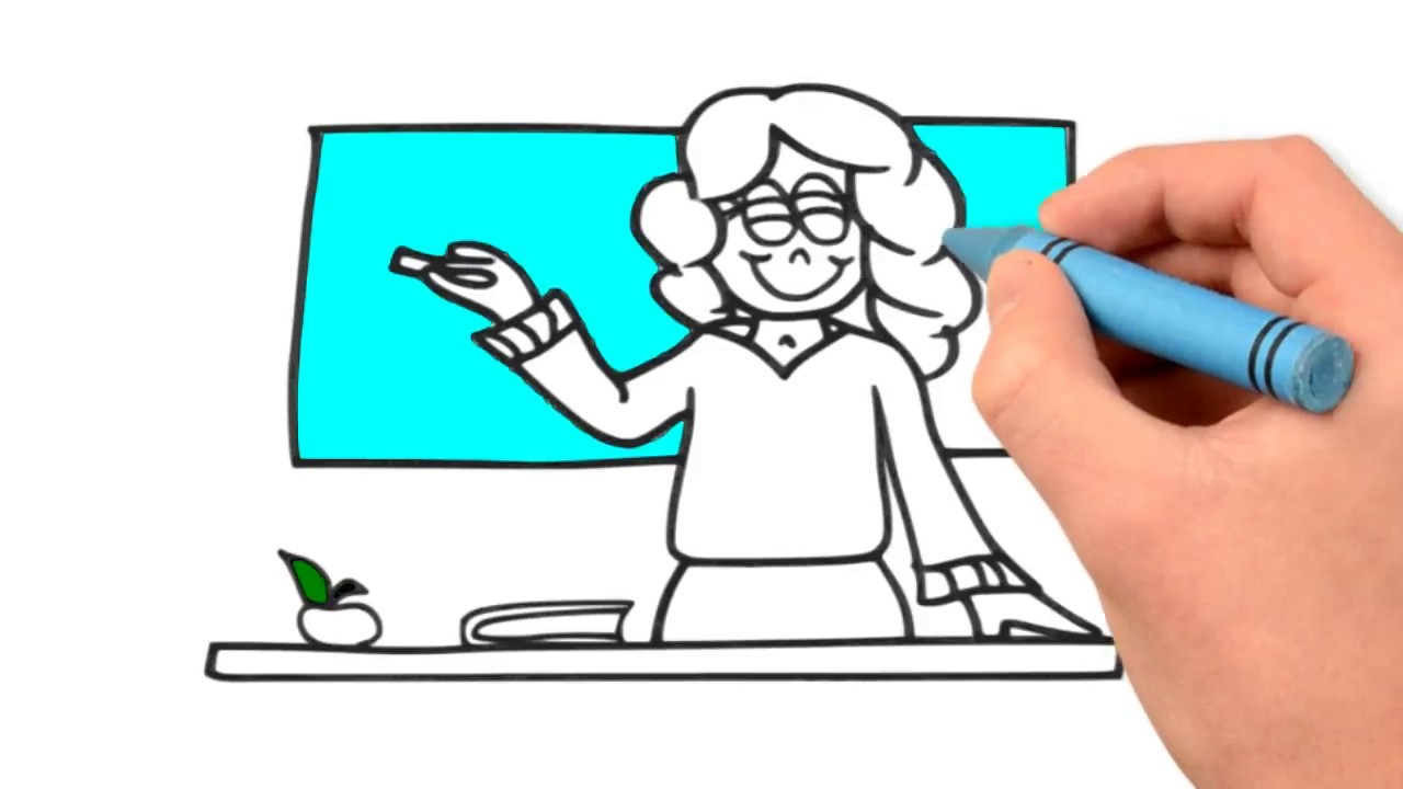 1280x720 How To Draw Old Woman Teacher For Kids With Lovely Coloring