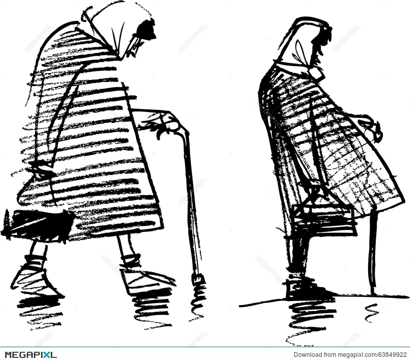 800x707 Sketch Of Old Woman Illustration
