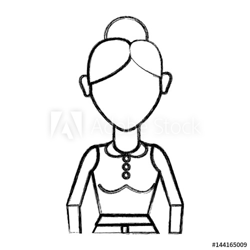 500x500 Contour Old Woman With Hairstyle And Casual Cloth