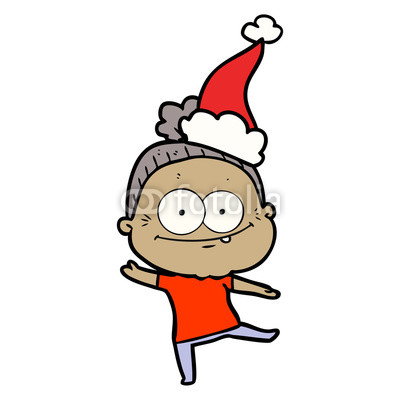 400x400 Line Drawing Of A Happy Old Woman Wearing Santa Hat Buy Photos
