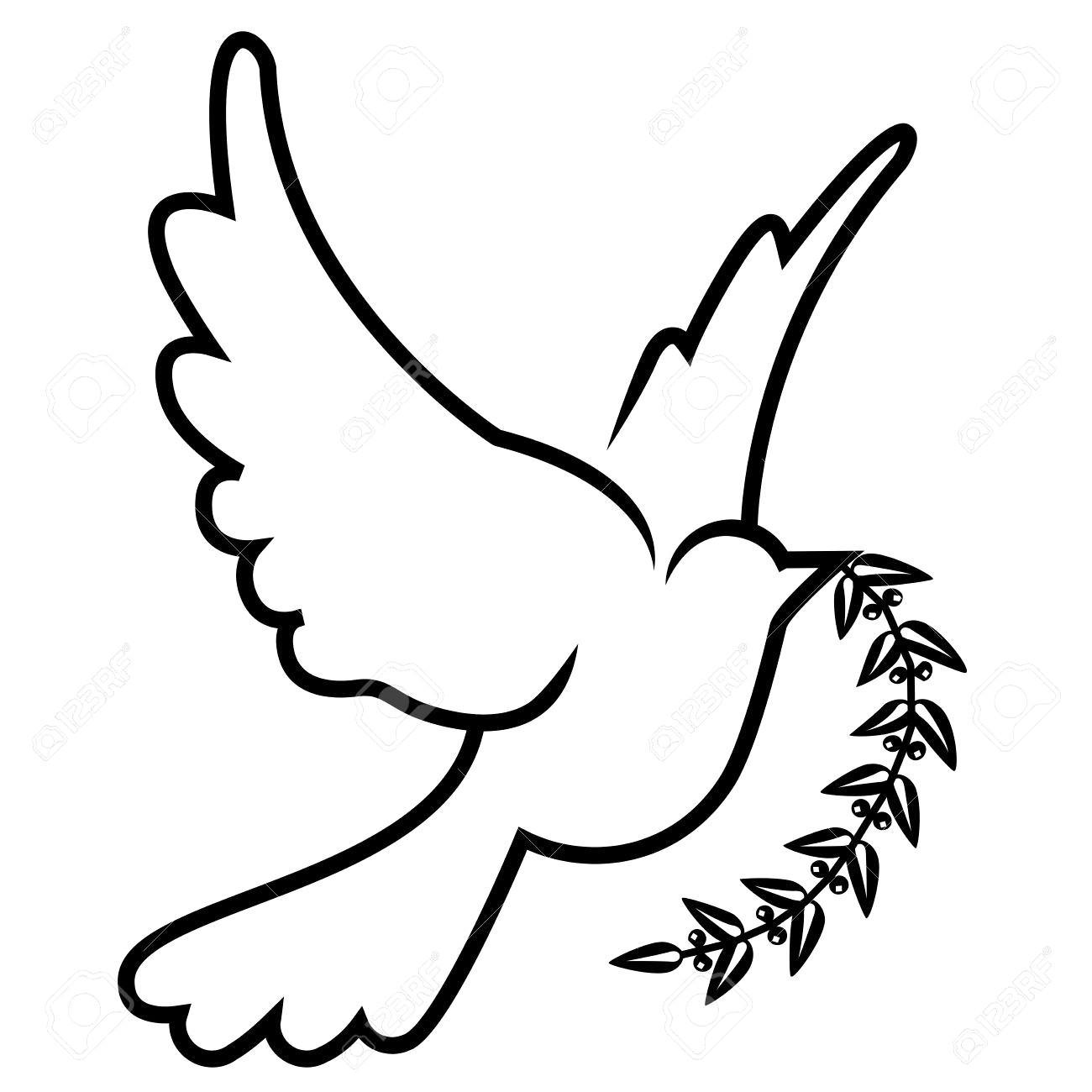 1300x1300 Drawn Dove Olive Branch Drawing Free Clip Art Stock