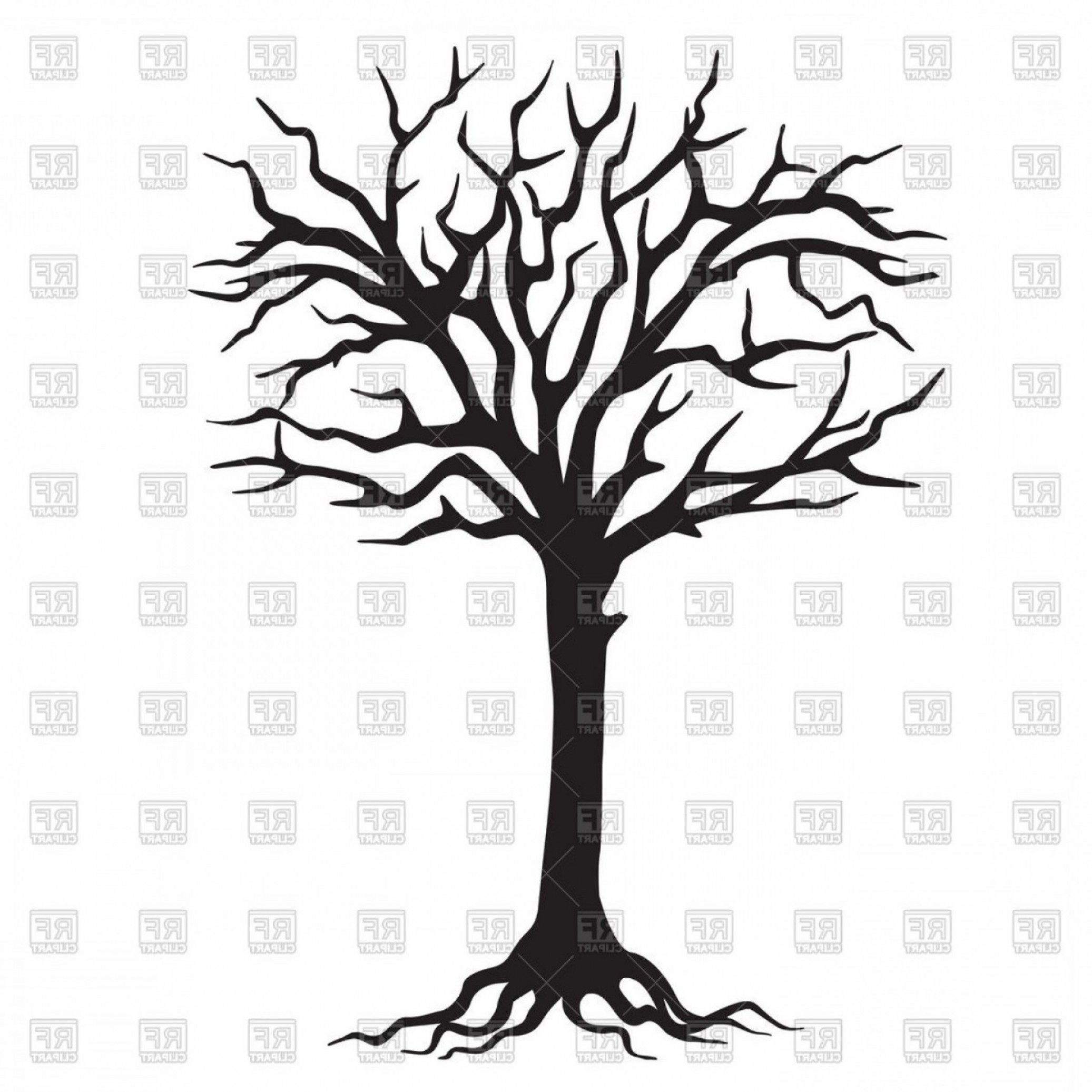 2073x2073 Hand Drawn Black Silhouette Tree With Roots Vector Clipart Soidergi