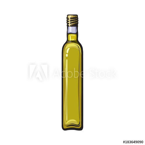 500x500 Unlabelled Closed Bottle Of Olive Oil, Sketch Style Vector