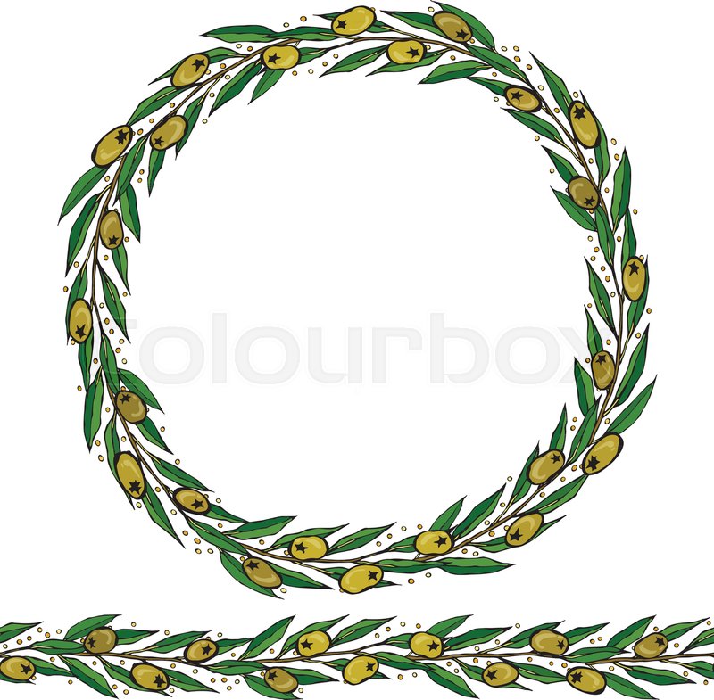 800x785 green olive endless brush olive stock vector colourbox