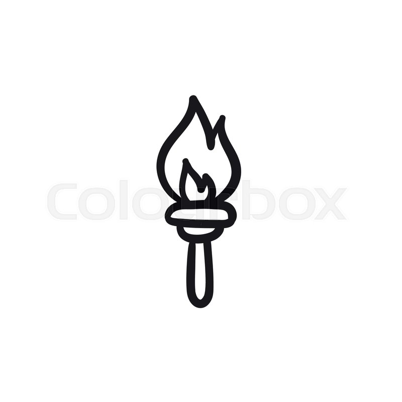 800x800 Burning Olympic Torch Vector Sketch Stock Vector Colourbox
