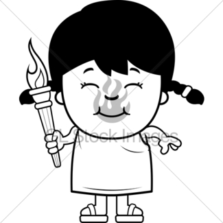 325x325 Cartoon Girl Olympic Torch Gl Stock Images