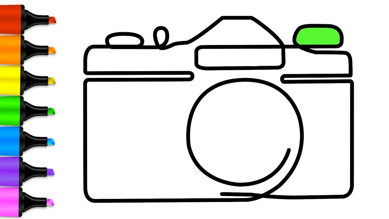 1280x720 One Line Drawing Of Camera How To Draw Glossy Camera For Kids
