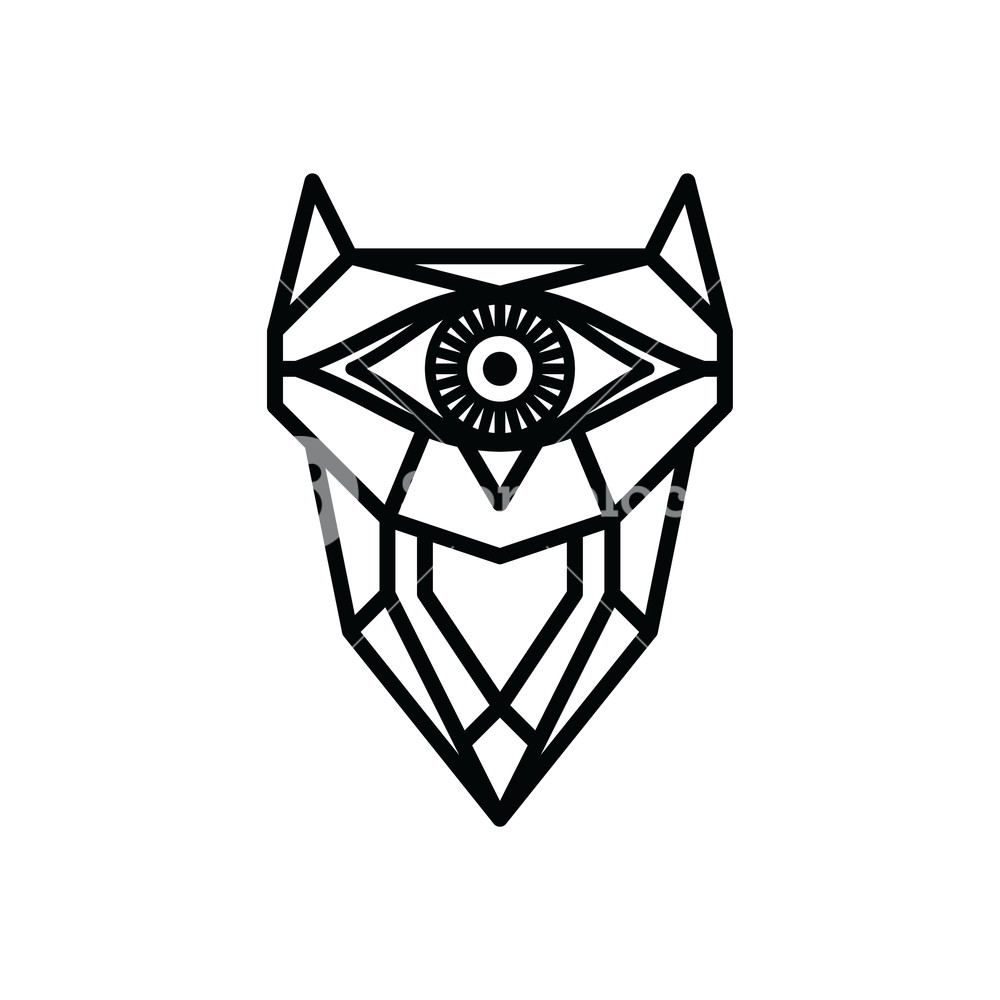 1000x1000 One Eye Owl Logo Logotype Theme Vector Art Royalty Free Stock