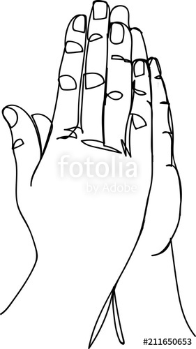 281x500 Continuous Line Art Or One Line Drawing Of Prayer Hand Stock
