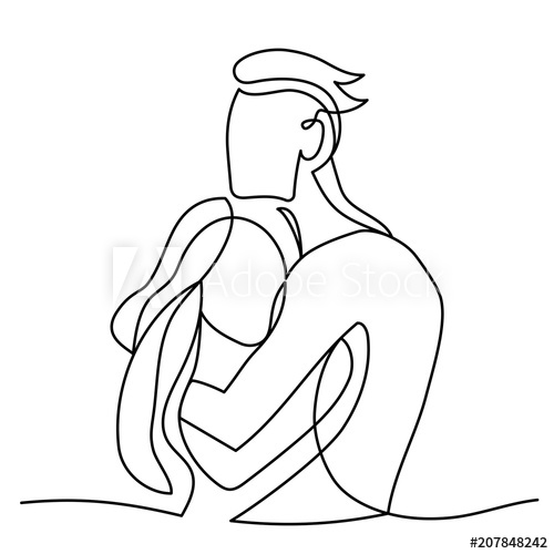 500x500 Continuous Line Drawing Of Couple Standing Hugging One Line Art