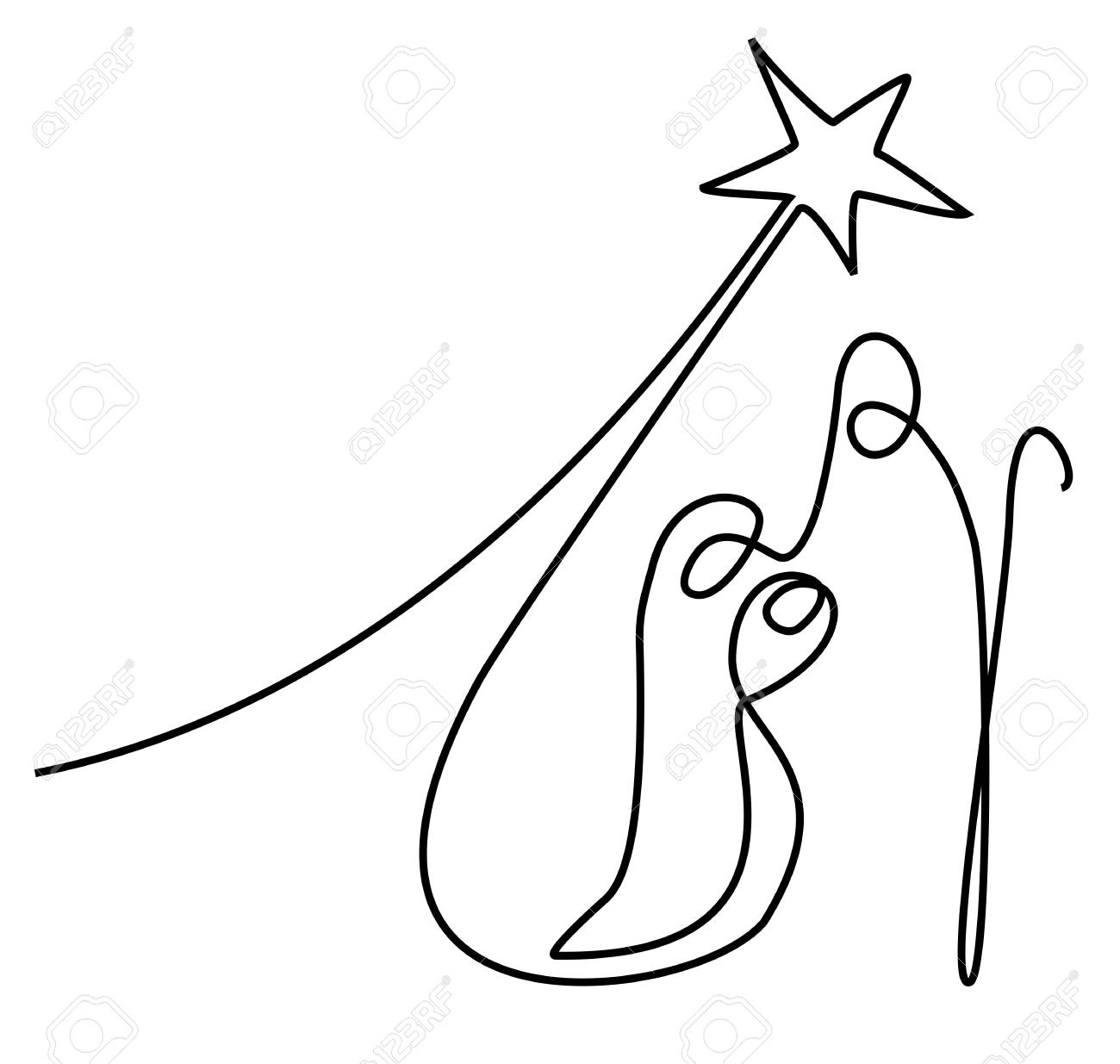 1300x1235 Huge Collection Of 'nativity Scene Line Drawing' Download More