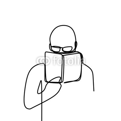 400x400 Person Read A Book One Line Drawing Vector Illustration Isolated