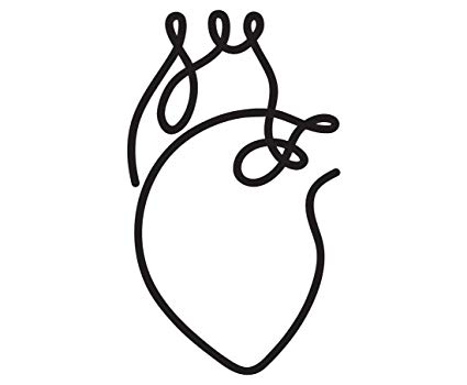 425x350 One Line Heart Drawing Vinyl Decal