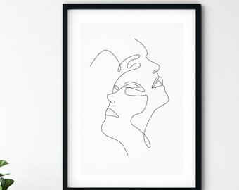 340x270 Line Art Two Faces Etsy