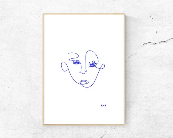 570x456 Parker Single Line Drawing Face Printable Digital Etsy