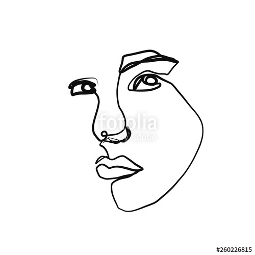 500x500 Abstract Face One Line Drawing Portret Minimalistic Style Stock