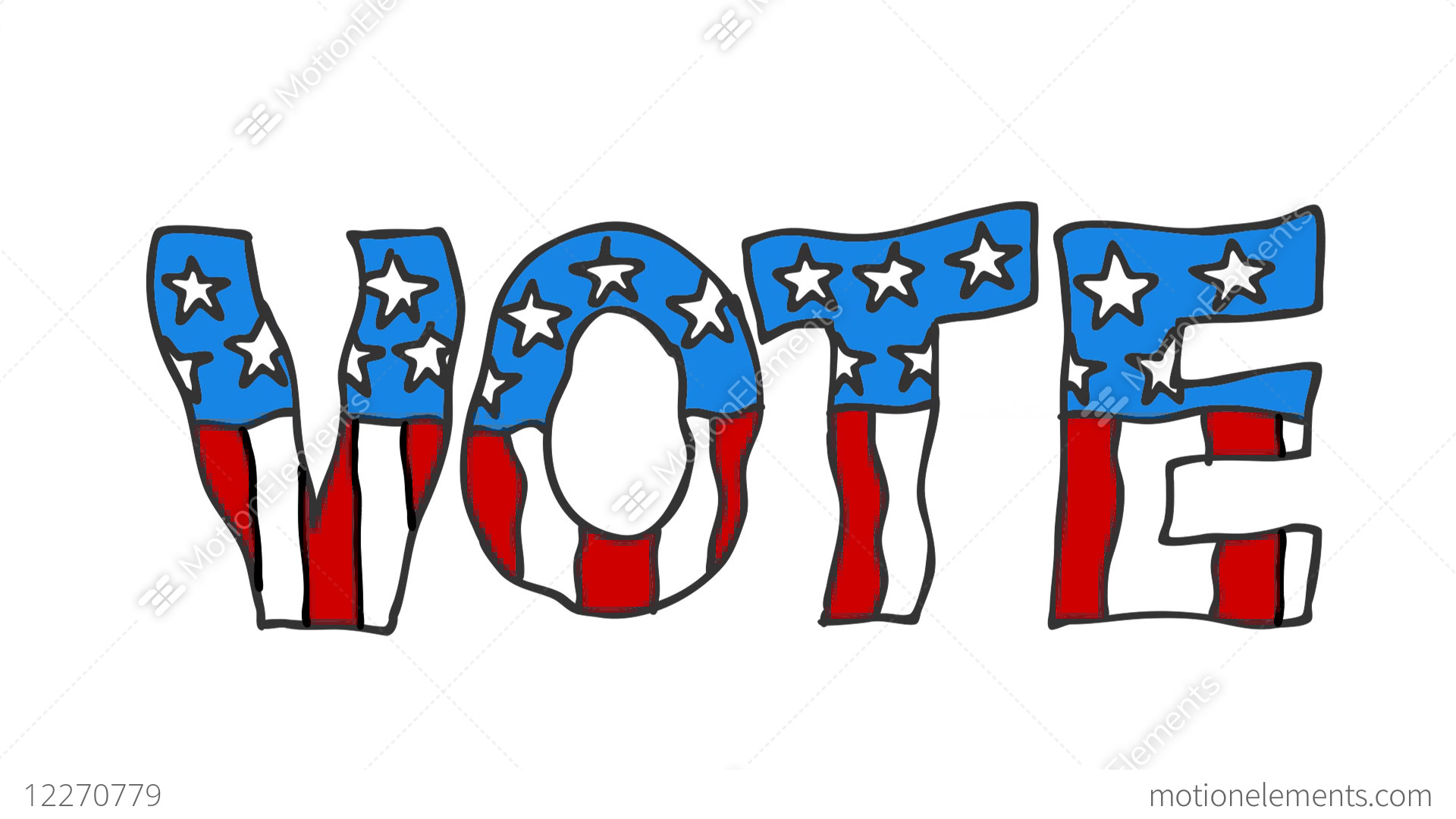 1920x1080 American Vote Drawing Animation Stock Animation