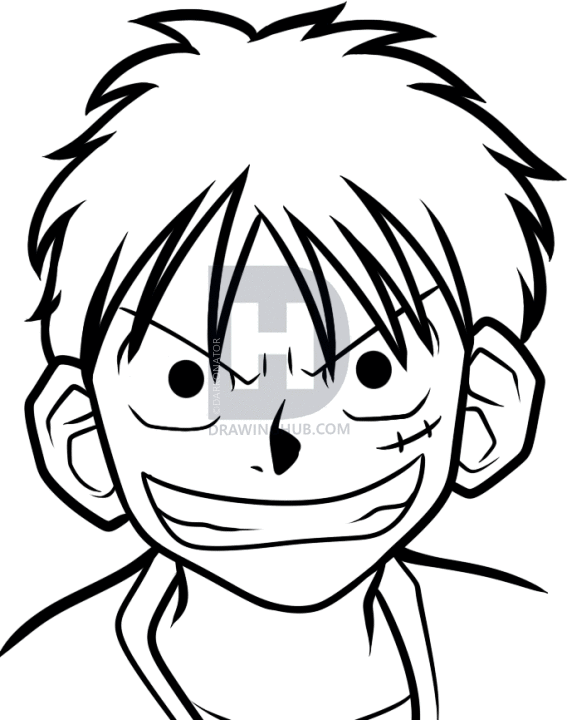 567x720 How To Draw Monkey D Luffy Easy, One Piece, Step