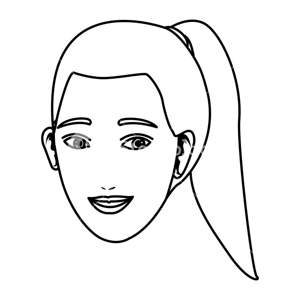 1000x1000 Woman Only Face Drawing In White Background Vector Illustration