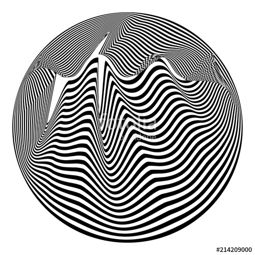500x500 Abstract Black And White Striped Round Object Geometric Pattern