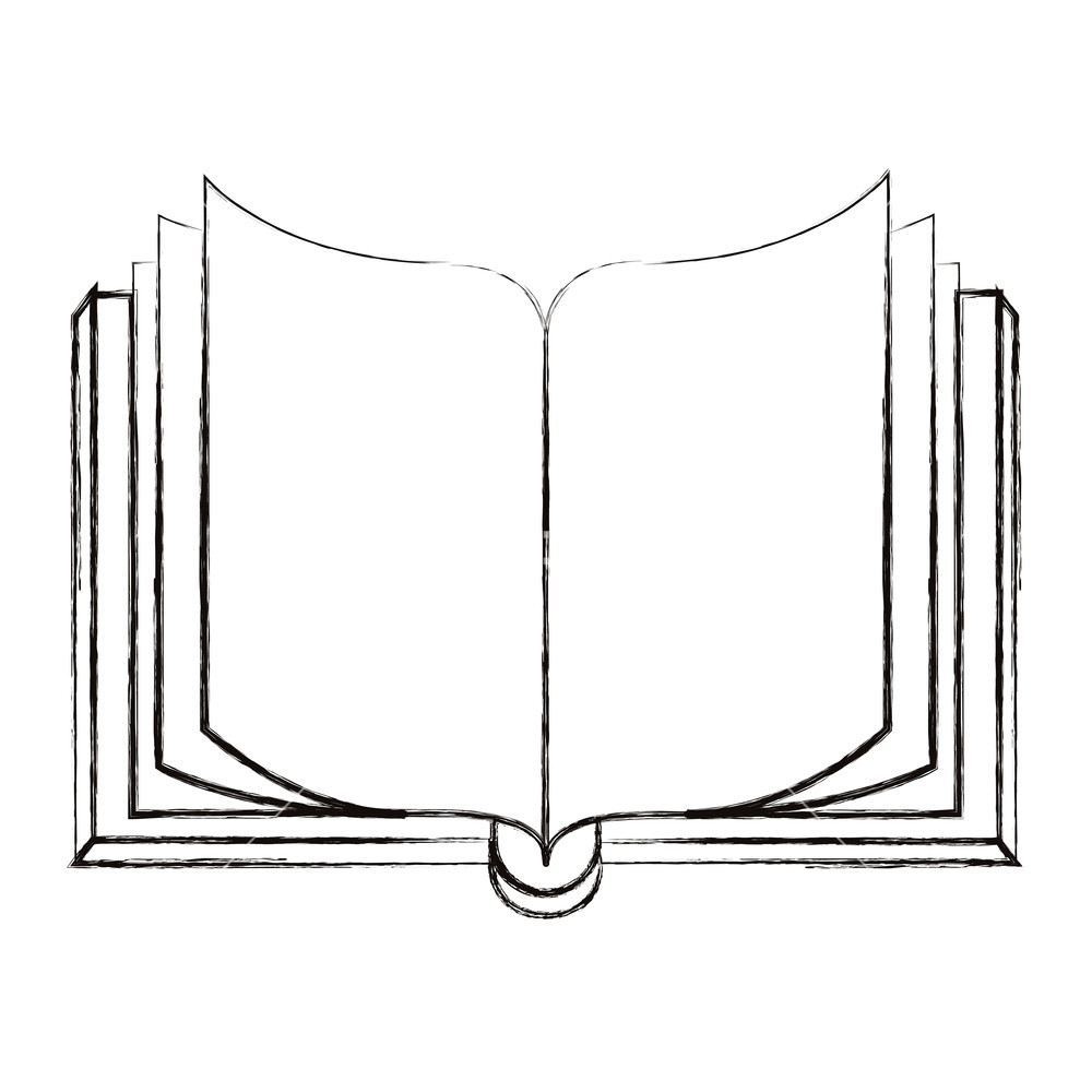 1000x1000 Sketch Blurred Silhouette Image Front View Open Book Vector