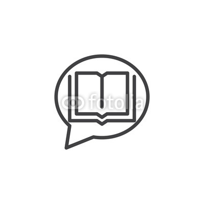 400x400 Open Book And Speech Bubble Outline Icon Linear Style Sign