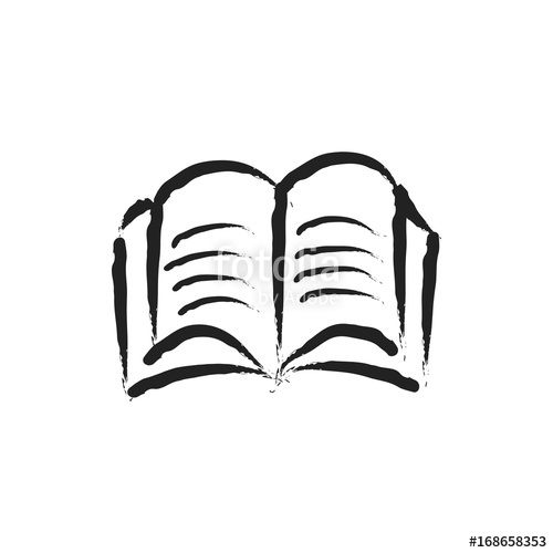 500x500 Open Book Vector Sketch Icon Isolated On Background Hand Drawn