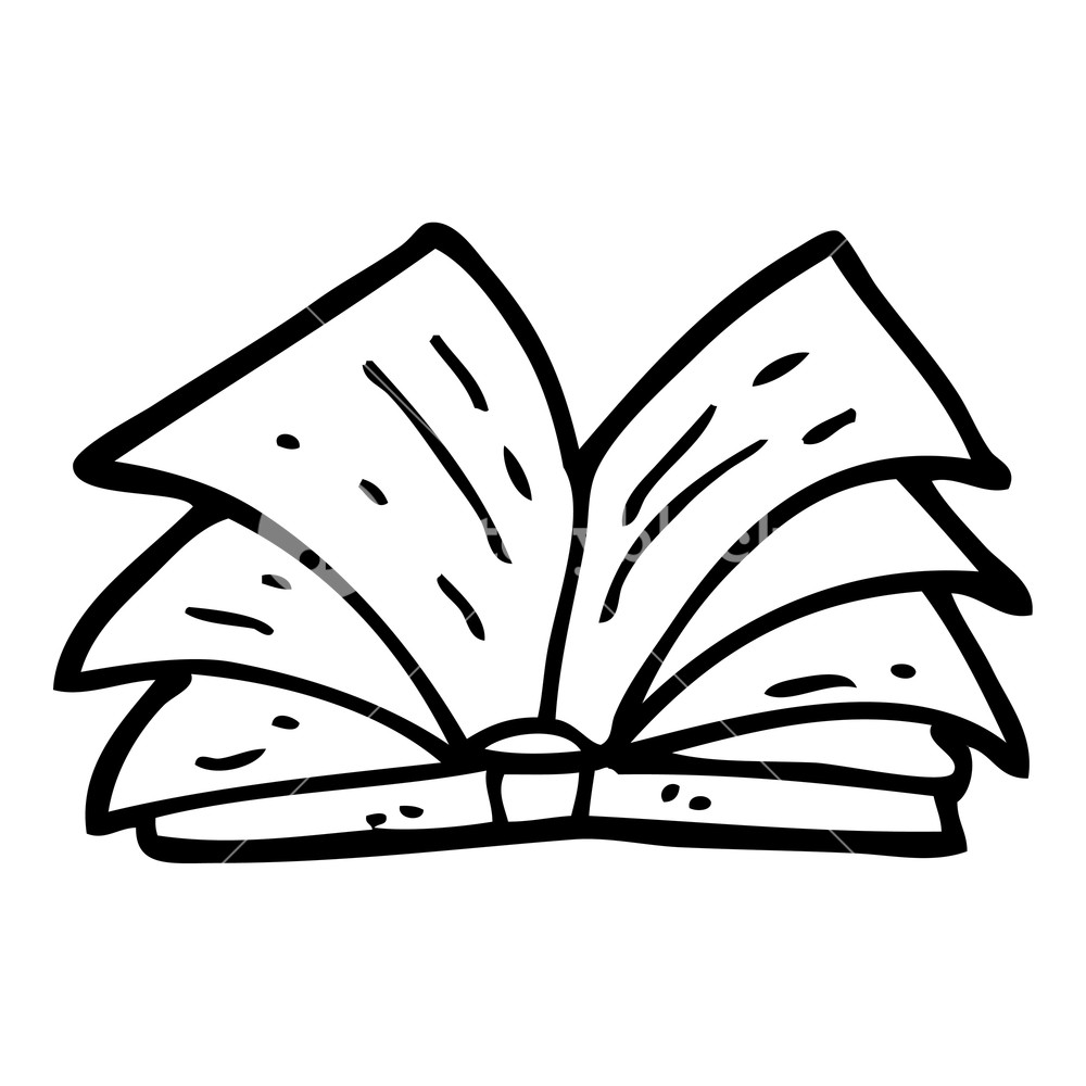 1000x1000 Black And White Cartoon Open Book Royalty Free Stock Image