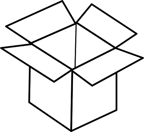 500x457 Vector Line Art Image Of Open Cardboard Box