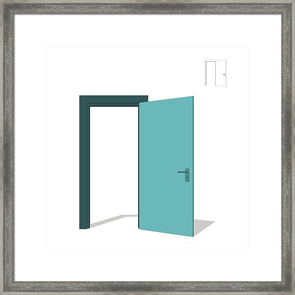 600x600 Open Door Isolated On White Background Vector Illustration